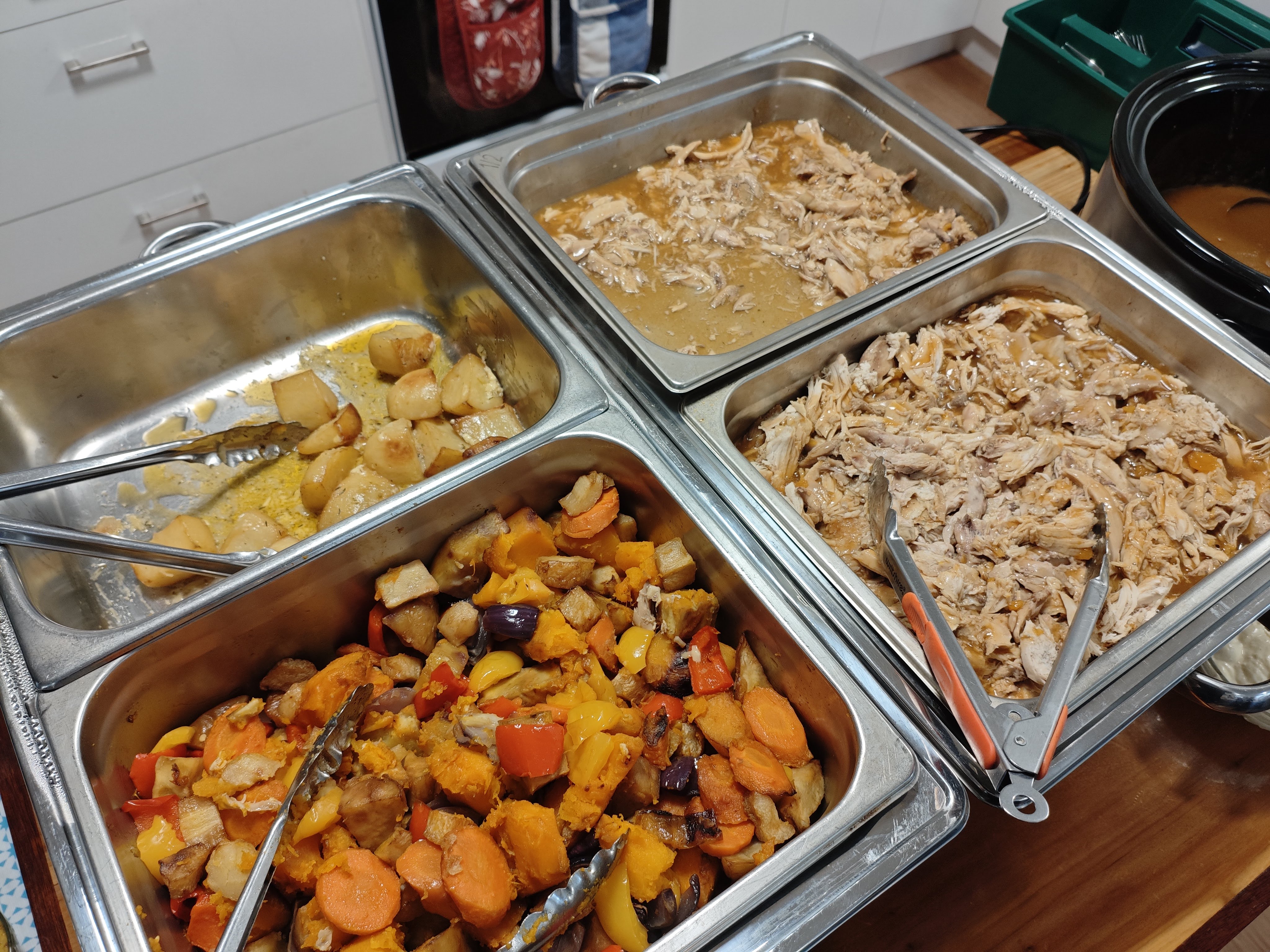 Roast vegetables and pork